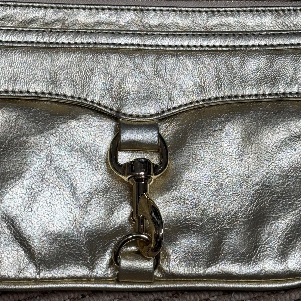 Rebecca Minkoff MAC Morning After Full Size Gold Leather Clutch - Picture 2 of 6